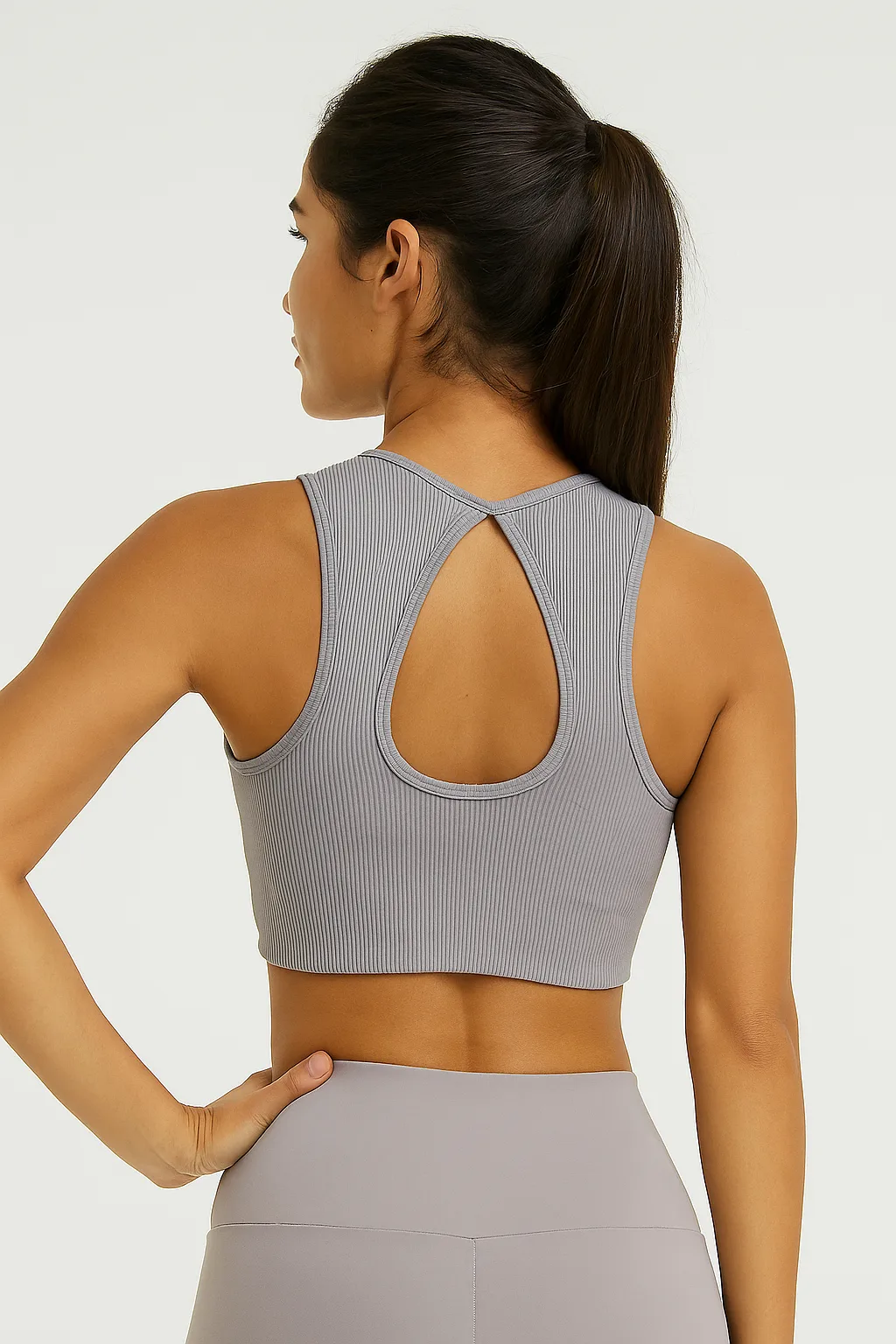 20250818_1708_Gray Racerback Sports Top_remix_01k2zckn10ensbqm8dyt4w7vcw