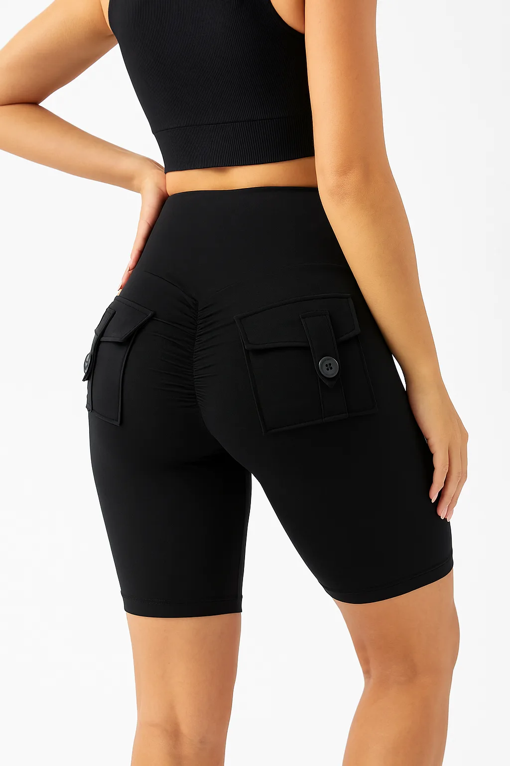 20250904_1024_Black High-Waisted Sports Shorts_remix_01k4ae7q4jev1txsnna1y1zy9b